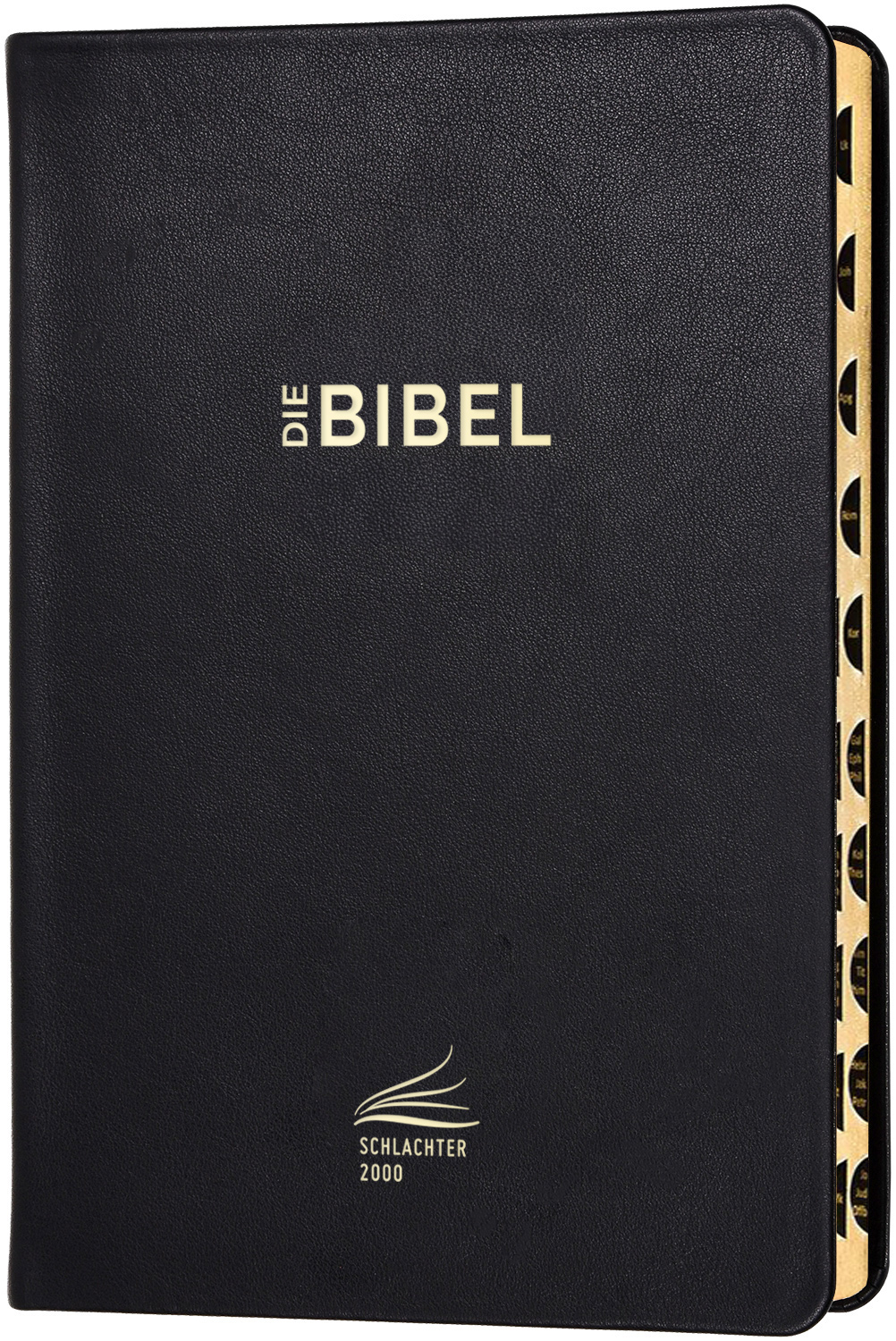 Schlachter 2000 Bibel – Standardausgabe (Kalbsleder, flexibler Einband, schwarz, Goldschnitt, mit Griffregister)